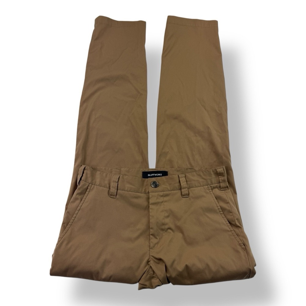 Bluffworks Men's Size 29x32 Khaki Tailored Fit‎ Polyester Chino Pants